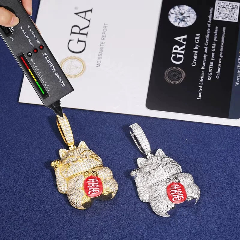 ICED OUT MOISSANITE DIAMOND LUCKY CAT
