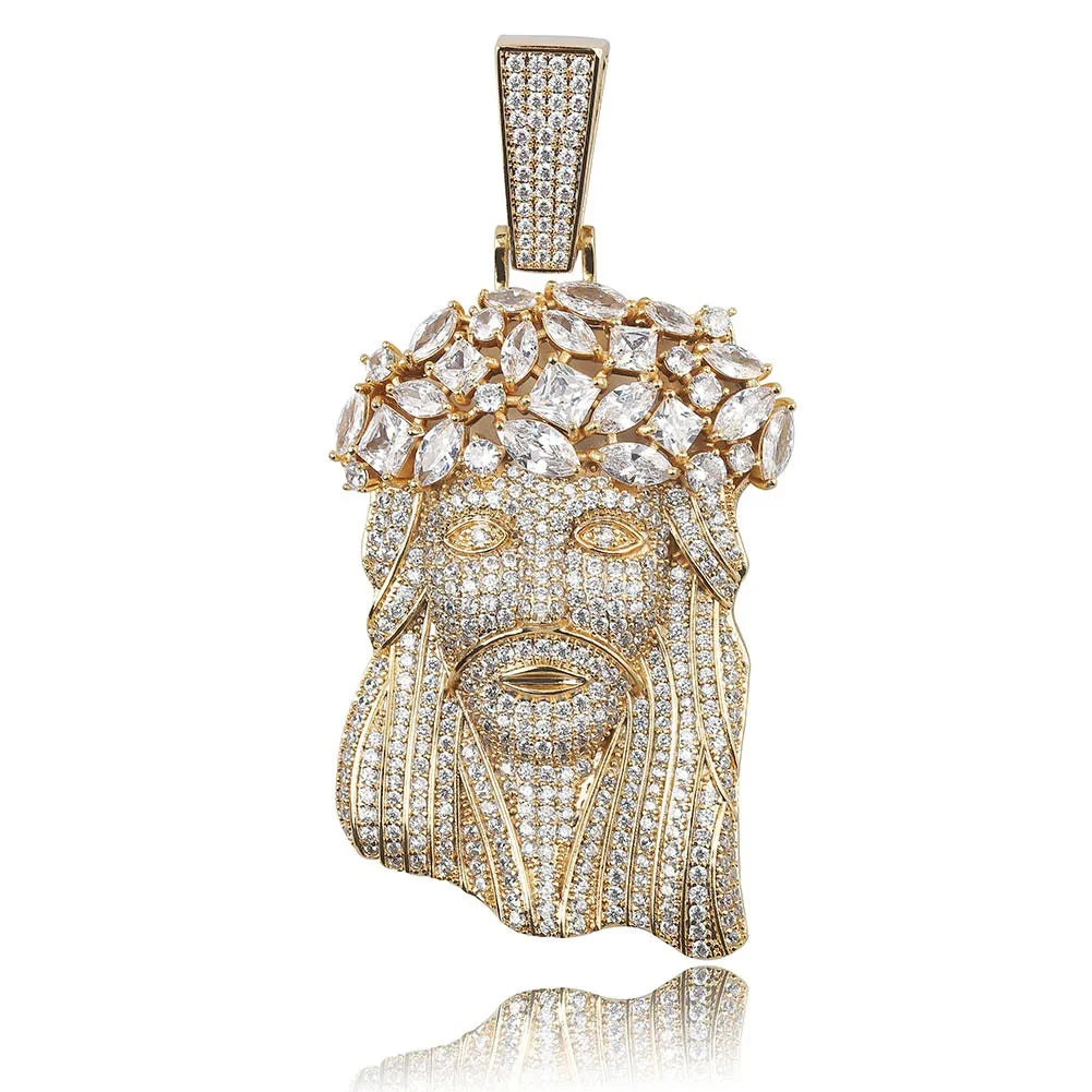 Men's 925 Sterling Silver Diamond White Gold Jesus