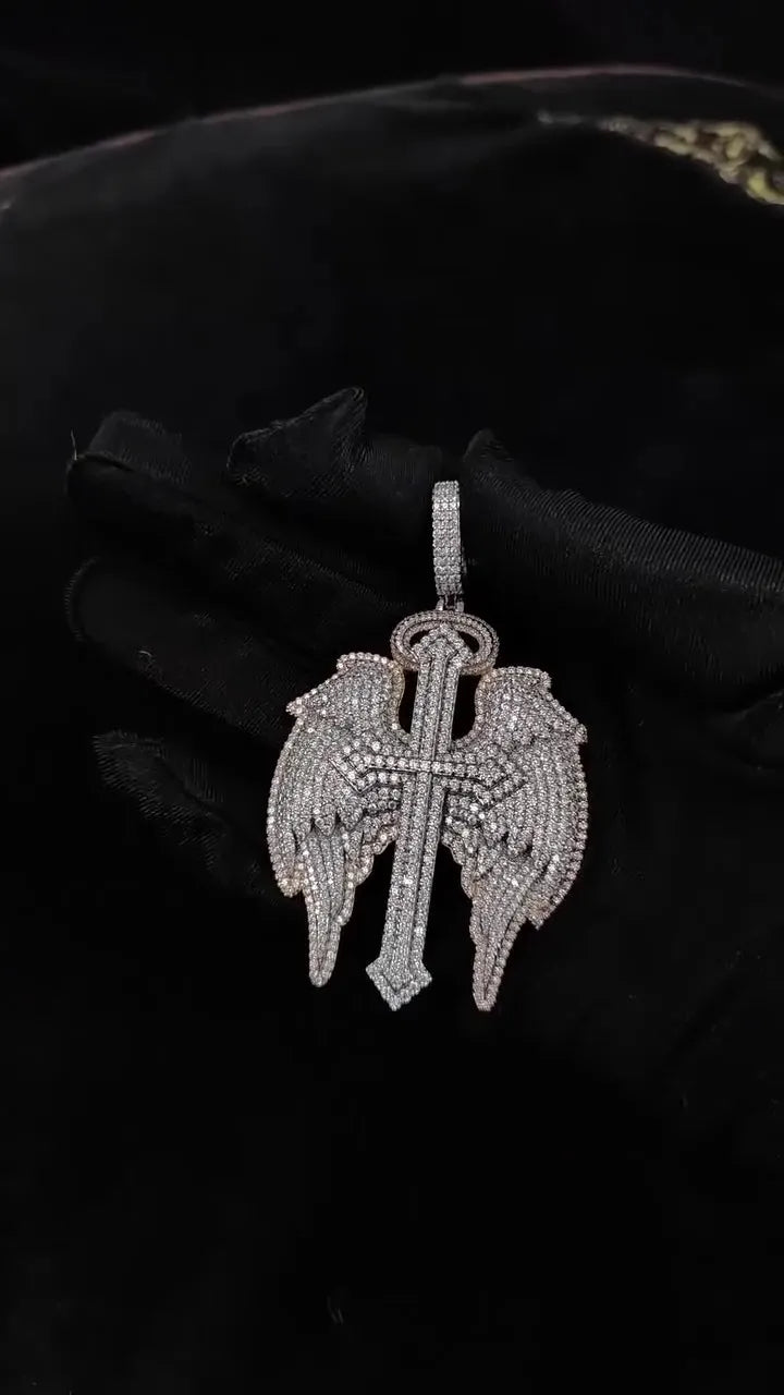ICED OUT VVS DIAMOND MOISSANITE ANGEL WING