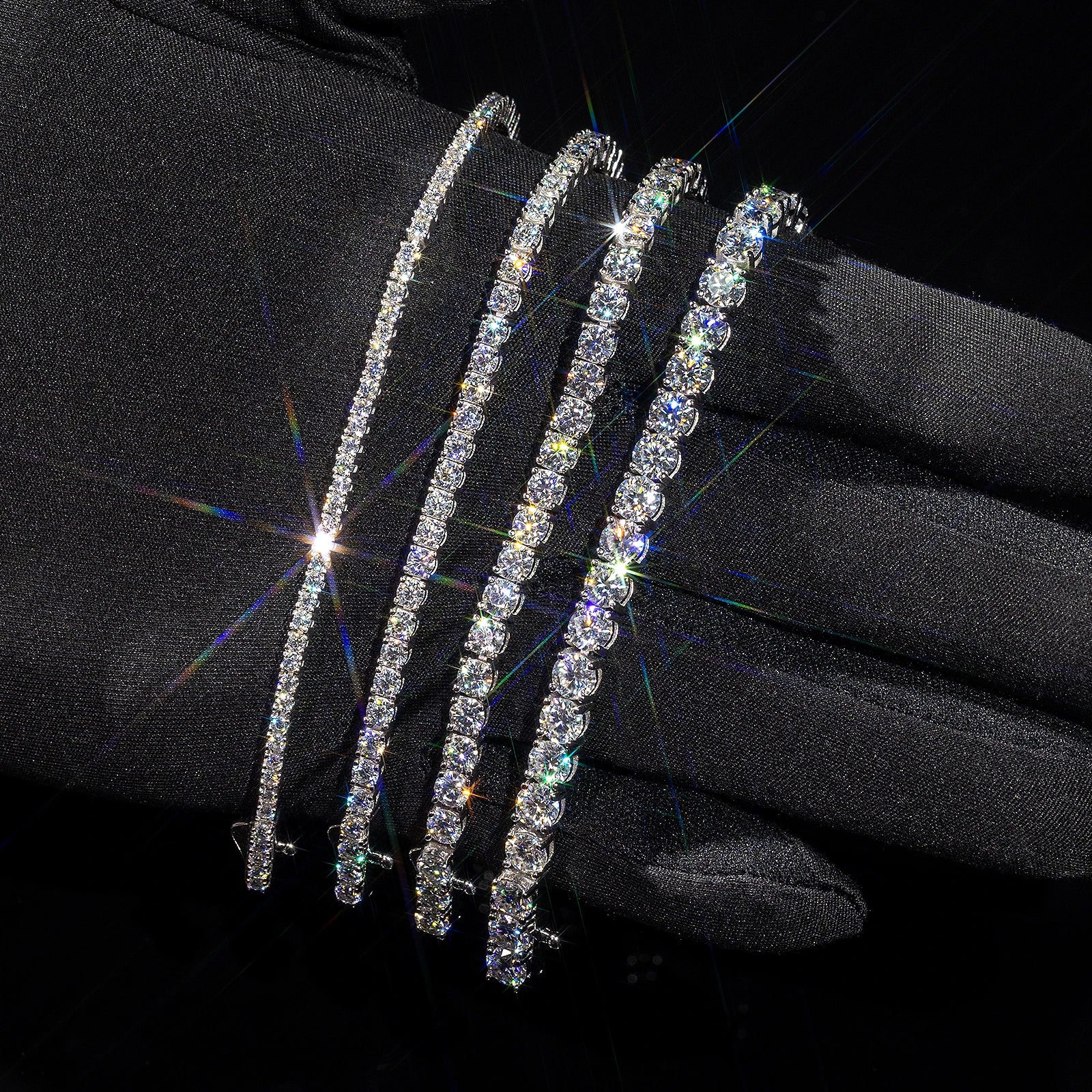 3mm 4mm Vvs Moissanite Chain 925 Sterling Silver White Gold Plated Women Men Gra Certified Mossanite Lab Diamond Tennis Bracelet