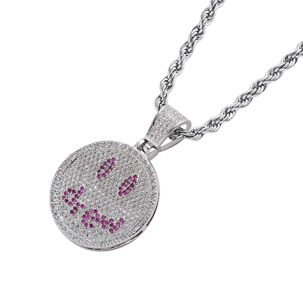 HIP HOP RAPPER SMILEY FACE NECKLACE