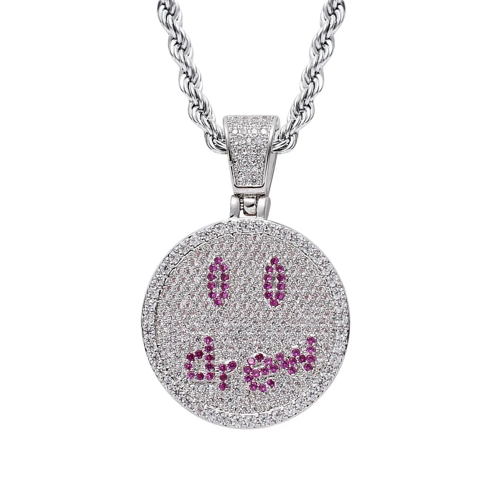 HIP HOP RAPPER SMILEY FACE NECKLACE