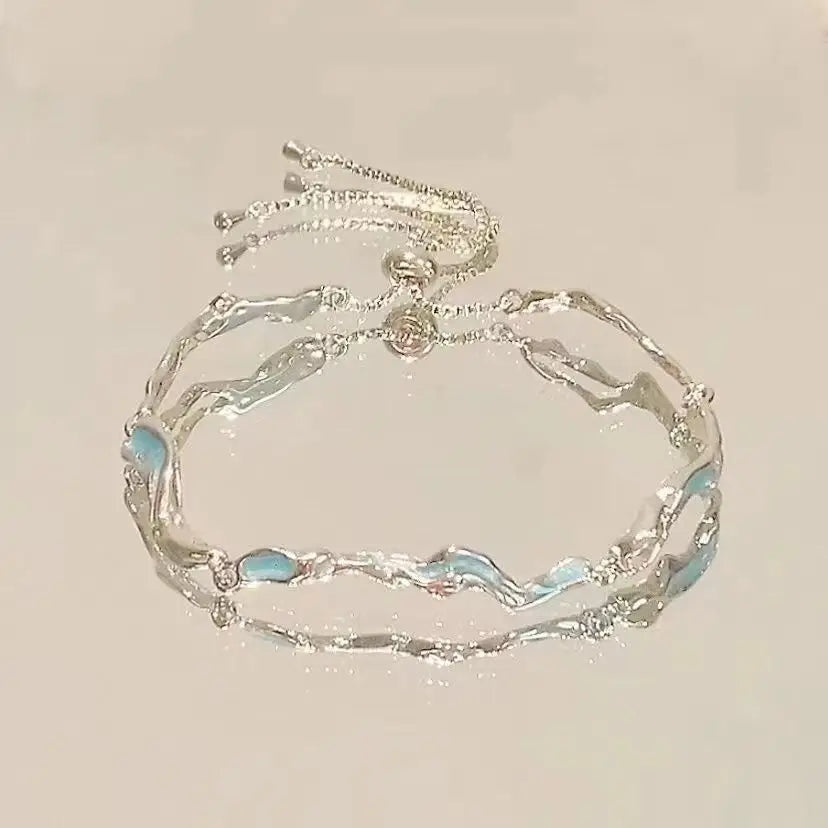 Cherry Sparkling Blossoms Butterfly Zircon Adjustable Bracelet