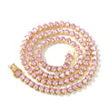 Tennis Chain 3 Prong Baby Pink VVS Diamond Simulate