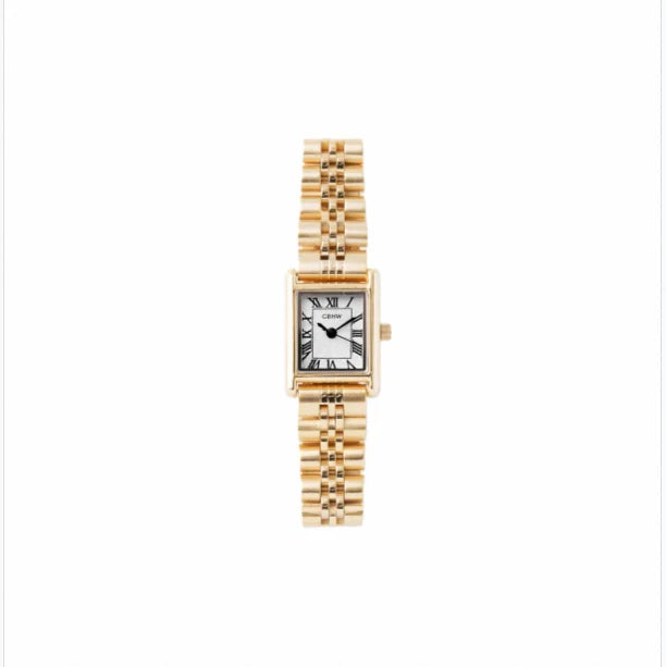 GBHW Square Metal Wristwatch Gold Quartz Watch for Luxury Stainless Steel Case Bracelet Fashion Timepiece