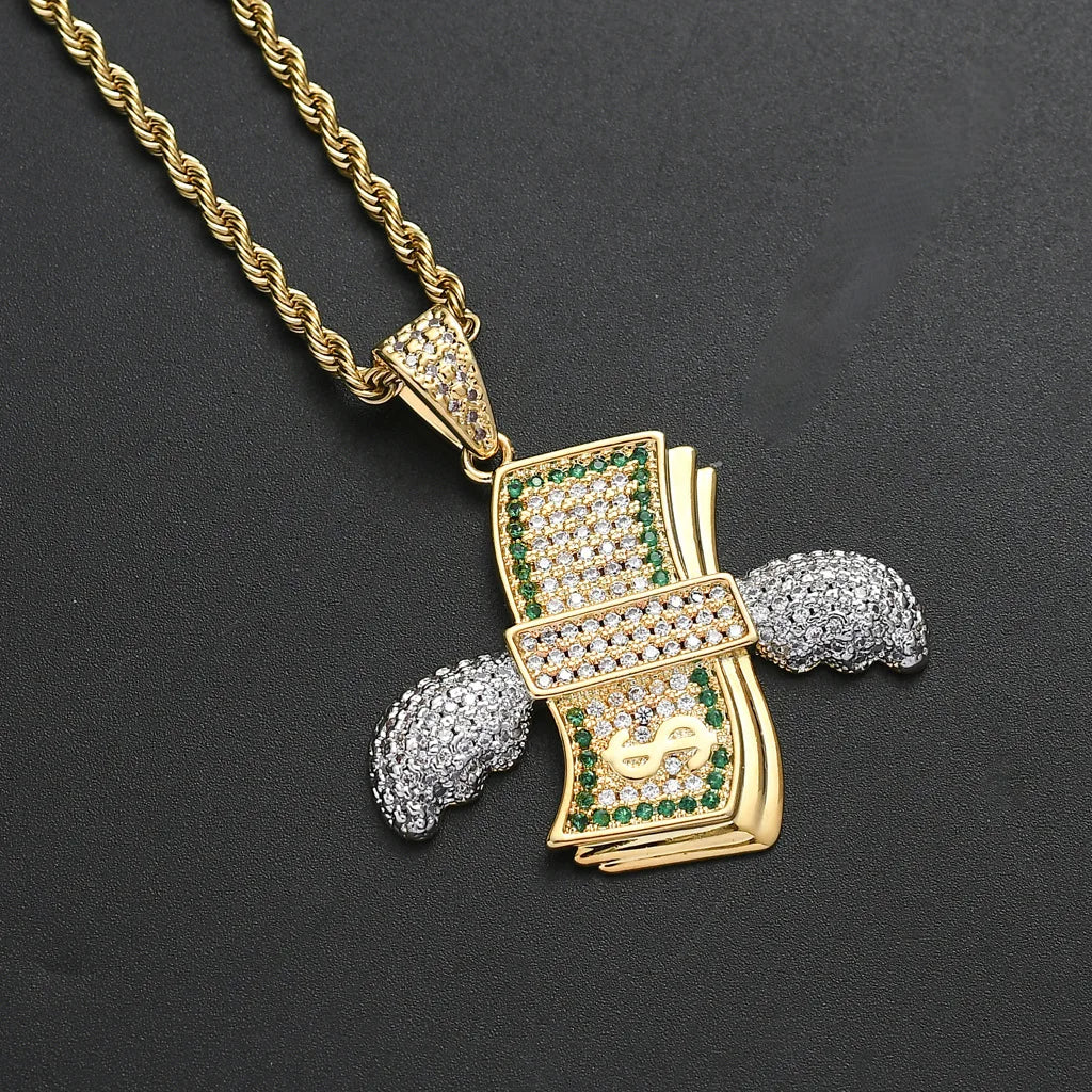 ICED OUT WINGS & GOLDEN PLATED DOLLAR BILLS