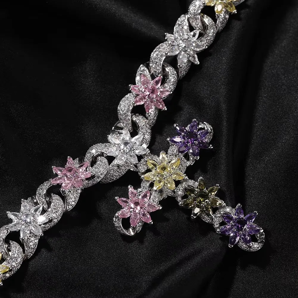 MULTI COLOR CUBAN LINK CROSS NECKLACE