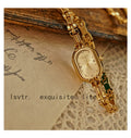 TikTok Live Hot Sale Vintage Light Luxury Quartz Waterproof Pointer Dial Oval Acrylic Band Mini Gold Elegant Women's Watch