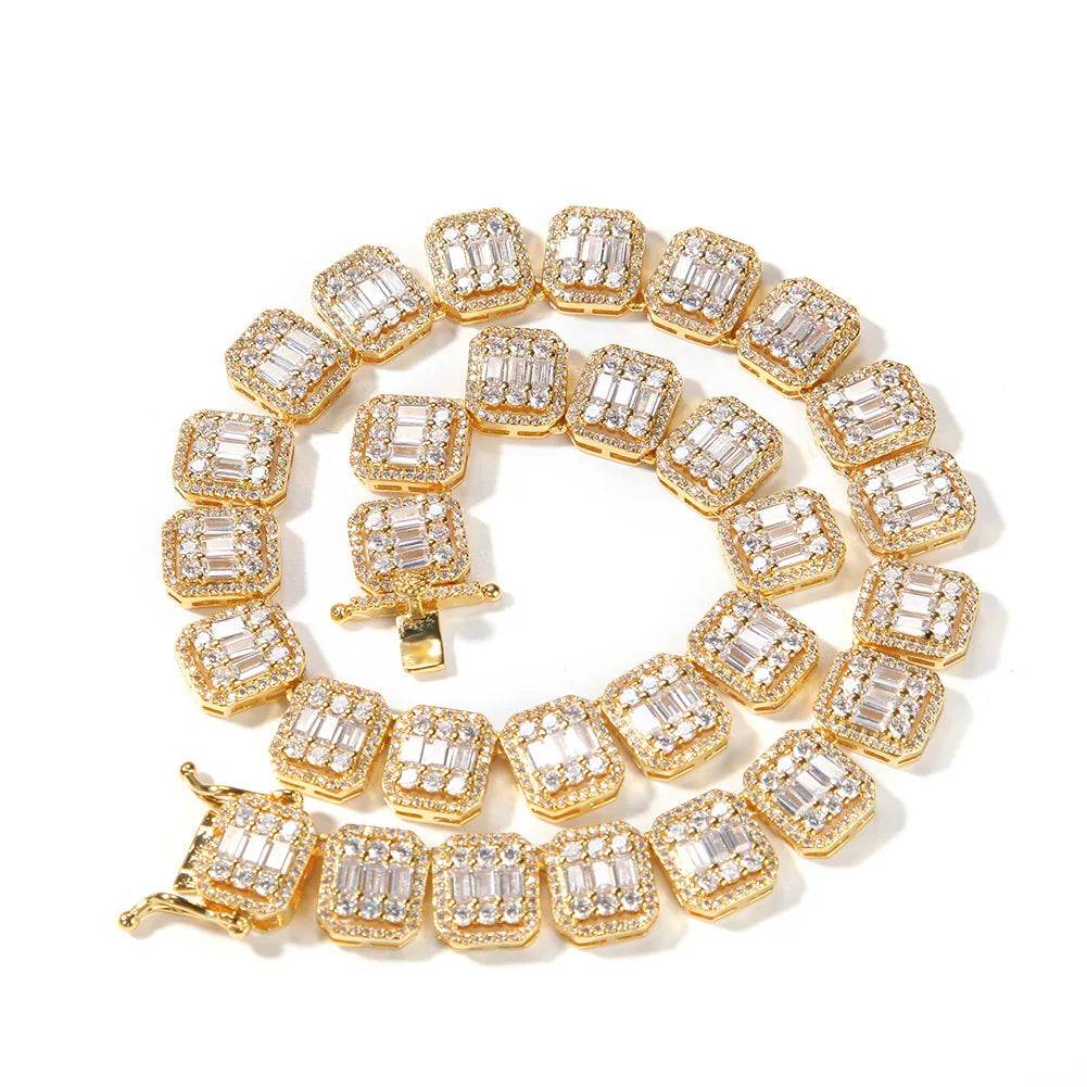 Pink CZ Cotton Candy Iced out Square Ladder Bracelet Zircon