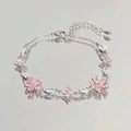 Cherry Sparkling Blossoms Butterfly Zircon Adjustable Bracelet