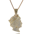 CENTRAL CEE 3D DOUBLE SIDED QUEEN ELIZABETH CUBIC ZIRCONIA PORTAIT
