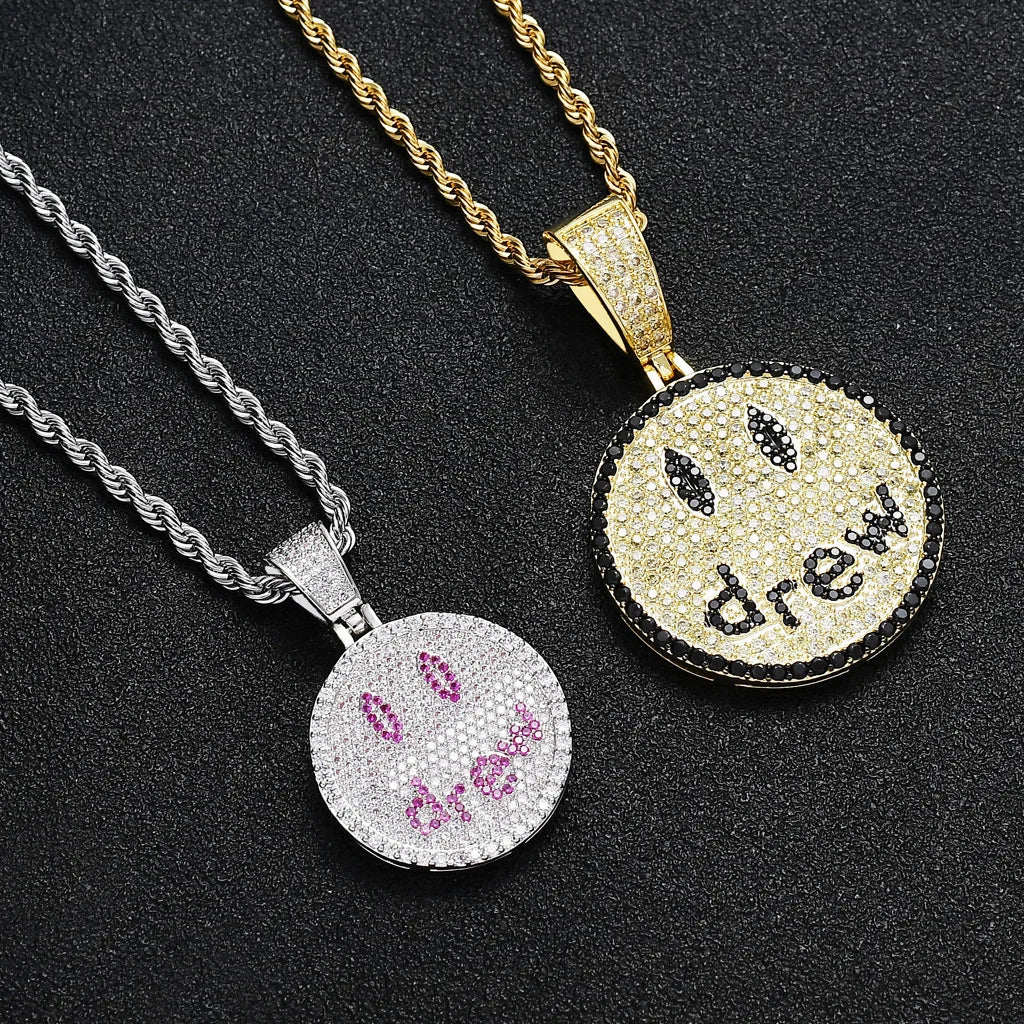 HIP HOP RAPPER SMILEY FACE NECKLACE