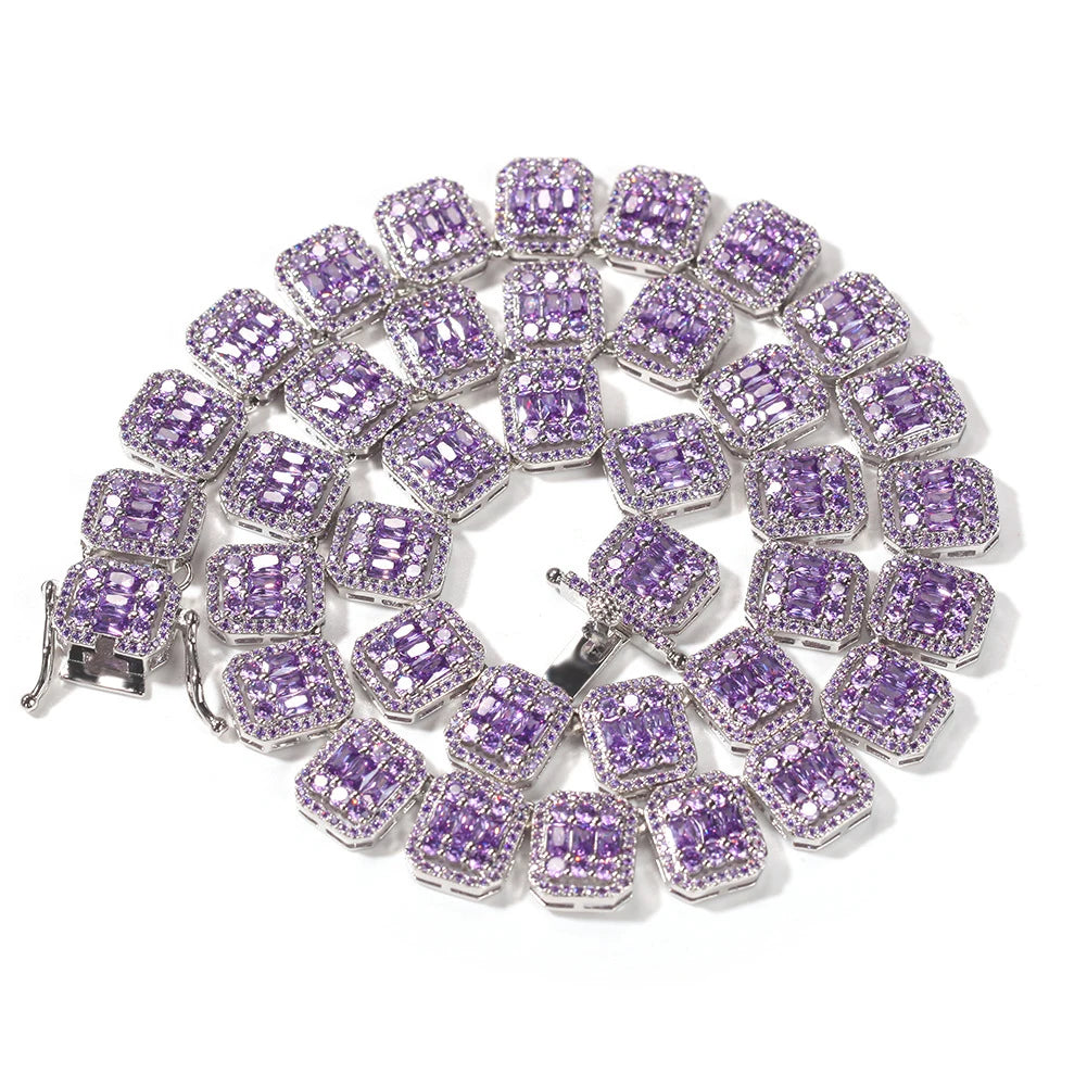 Pink CZ Cotton Candy Iced out Square Ladder Bracelet Zircon
