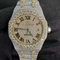 Premium Automatic Mechanical Stainless Steel Watch Iced Moissanite Stones Luxury Fashion Simple Design Flawless Timepiece