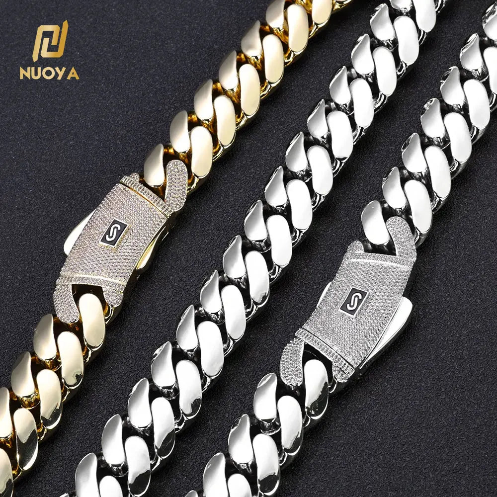 14K GOLD/SILVER PLATED THICK ICED OUT CUBAN LINK CHAIN