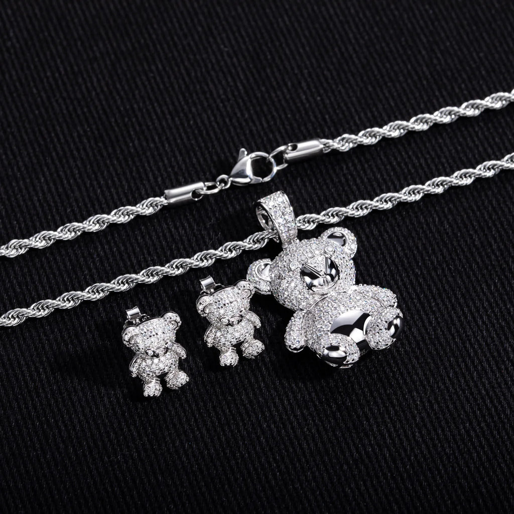 ICED BEAR EARRINGS & NECKLACES