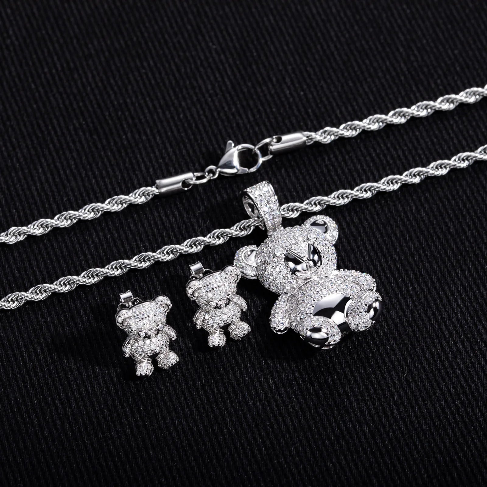 ICED BEAR EARRINGS & NECKLACES