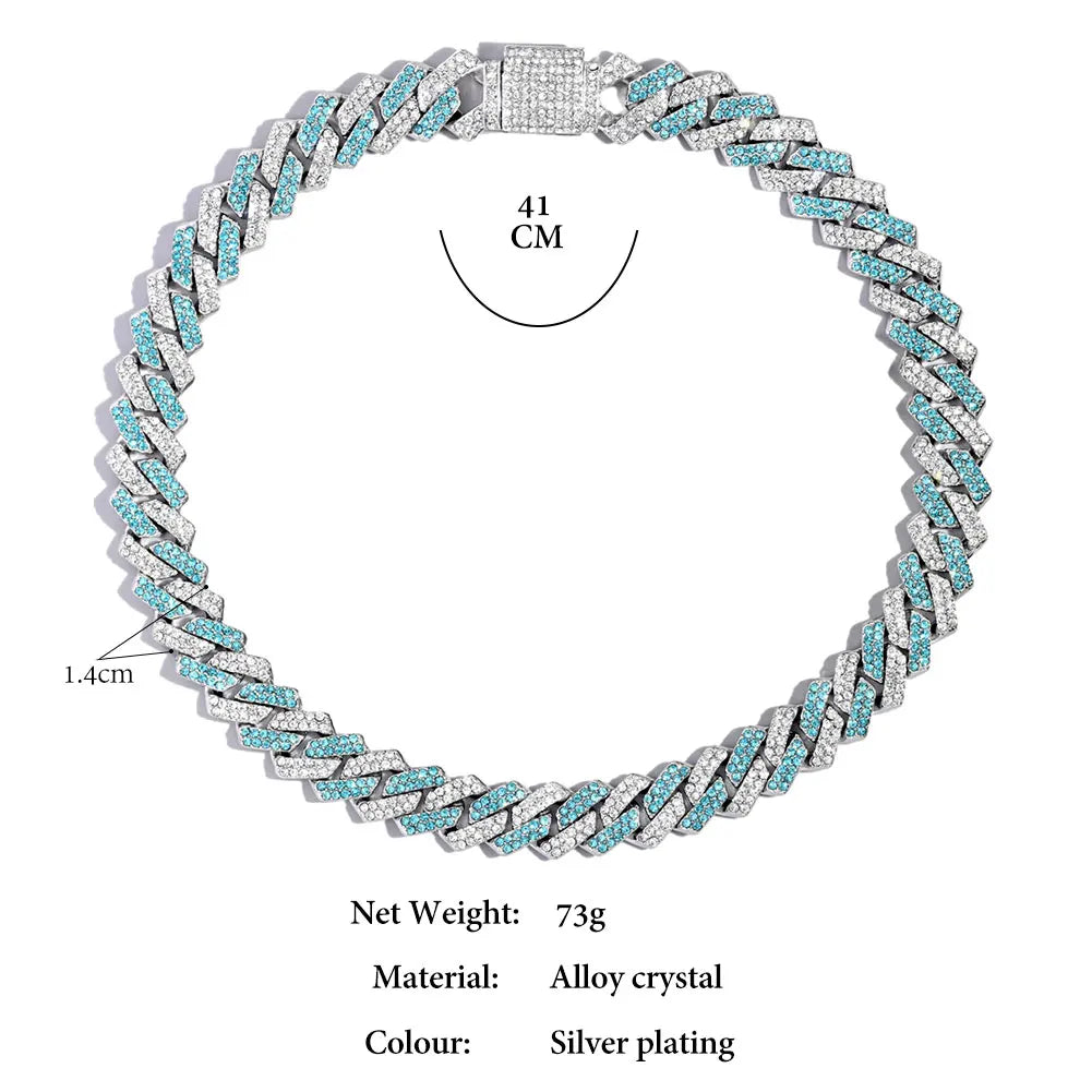 BLUE STONE CUBAN LINK NECKLACE