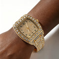 SQUARE RHINESTONE STAINLESS STEEL WATCH