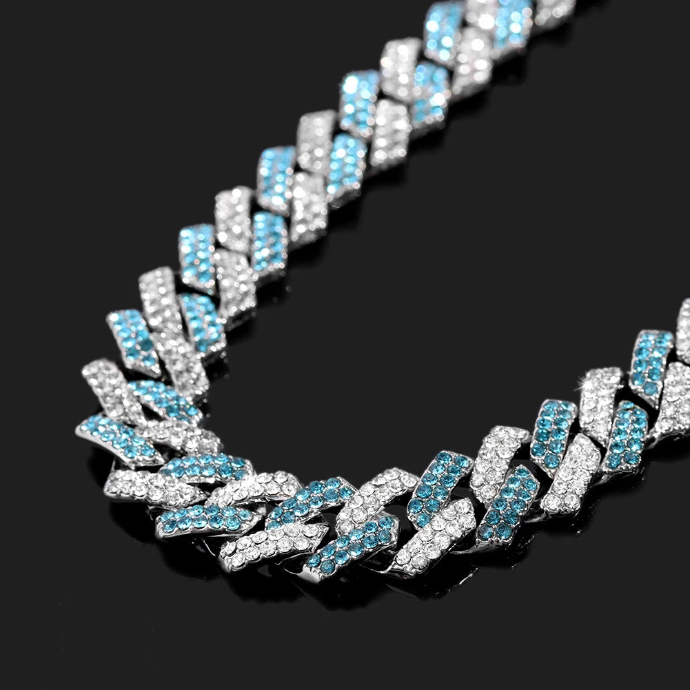 BLUE STONE CUBAN LINK NECKLACE