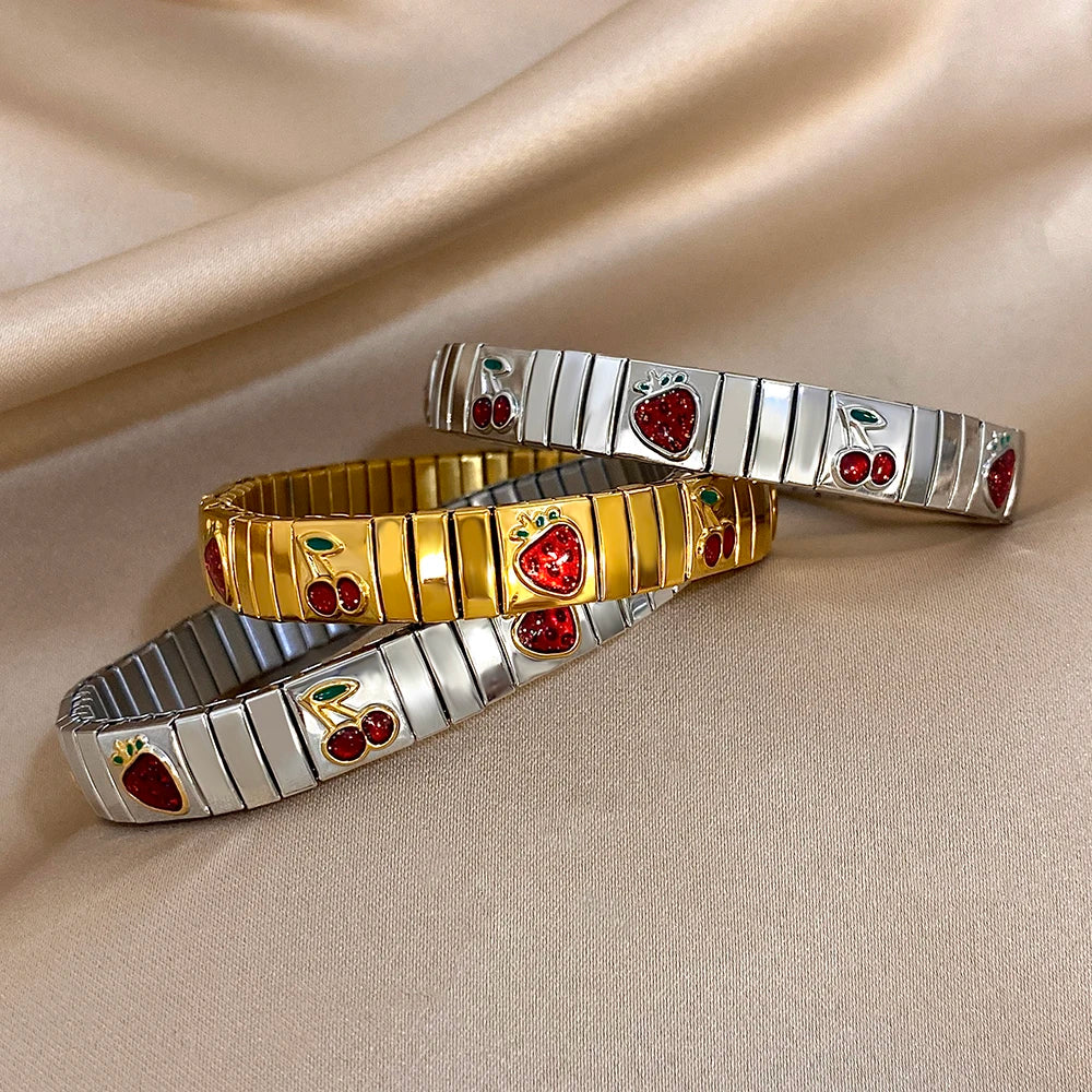 STAINLESS STEEL STRAWBERRY BANGLES