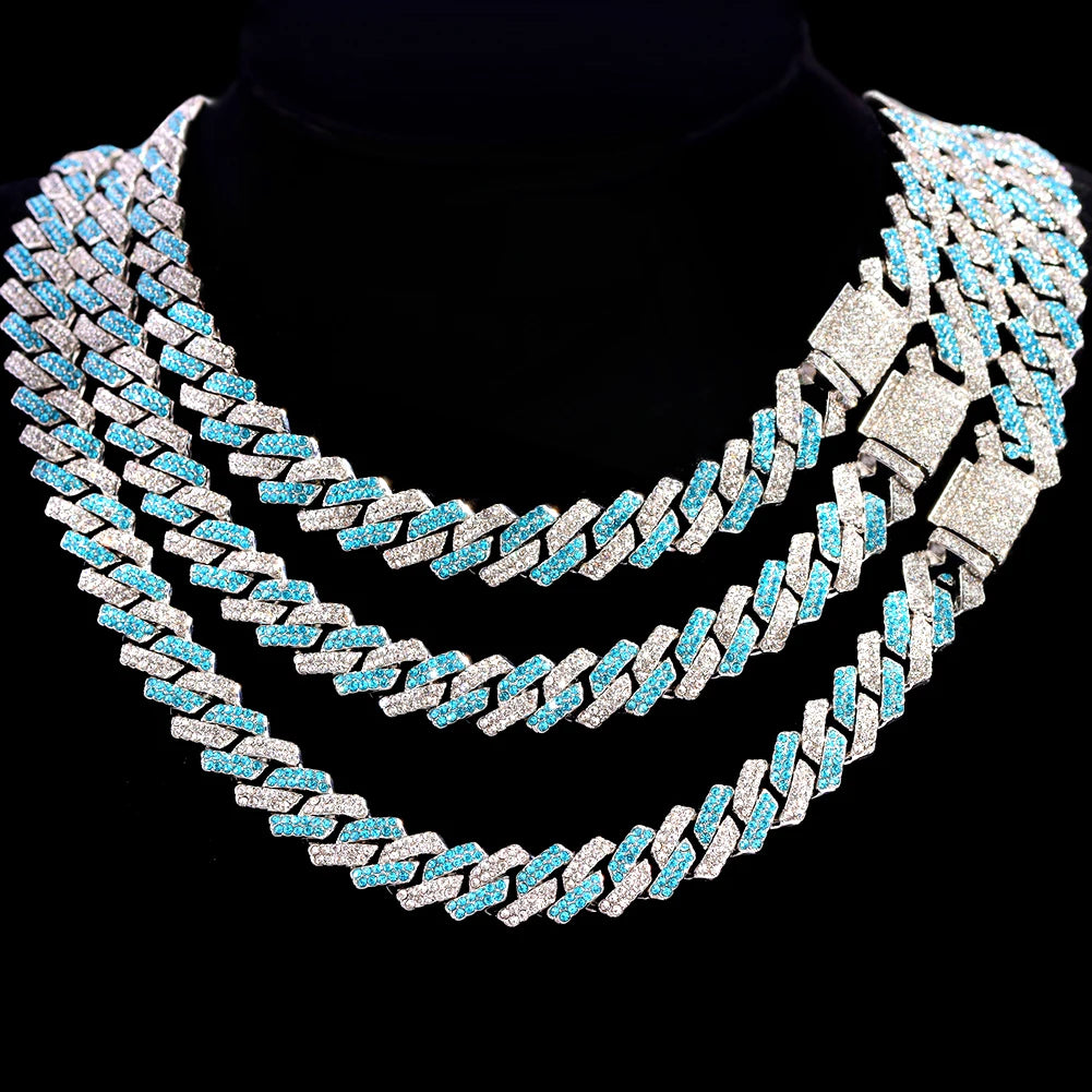 BLUE STONE CUBAN LINK NECKLACE