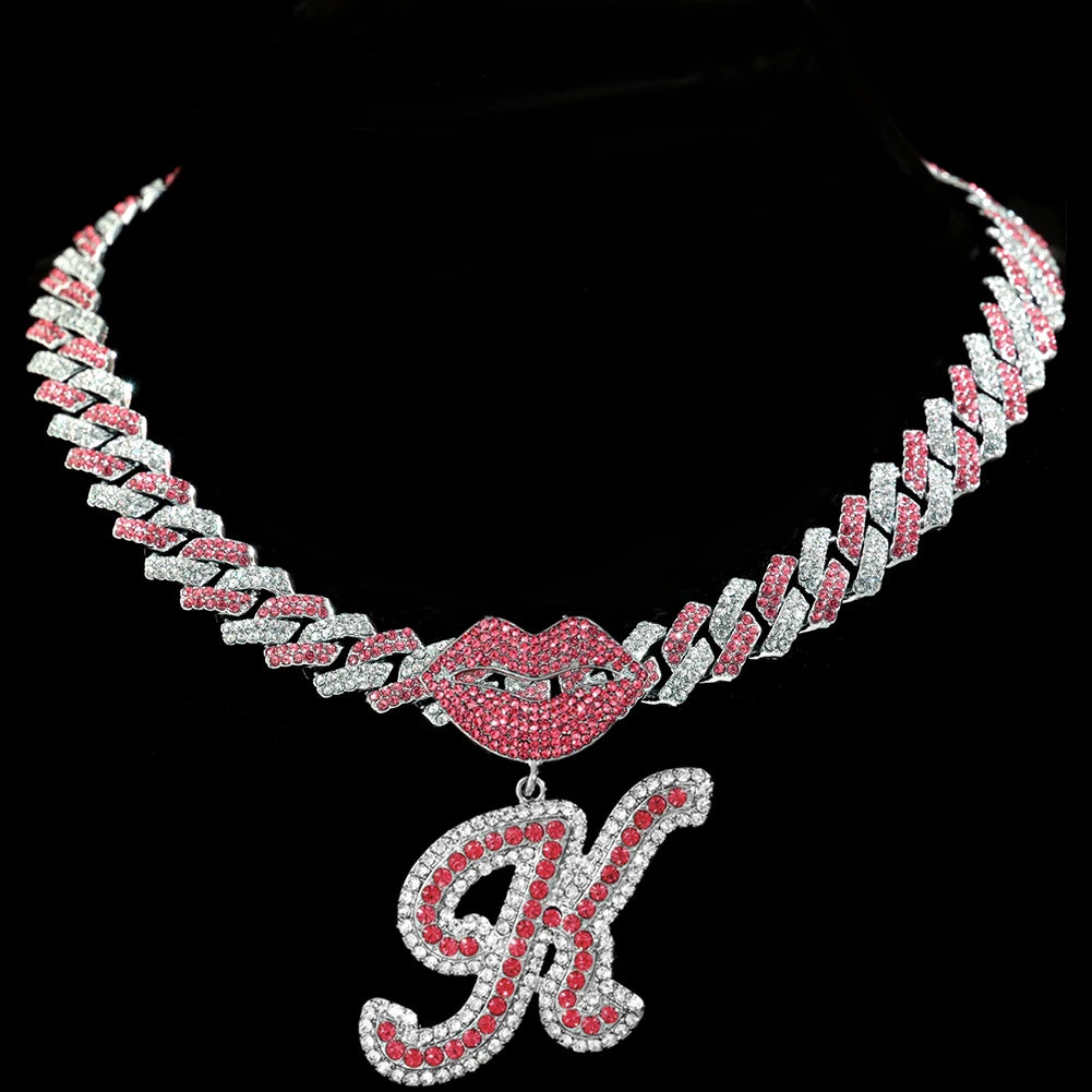 RHINESTONE LETTER CUBAN LINK CHAIN