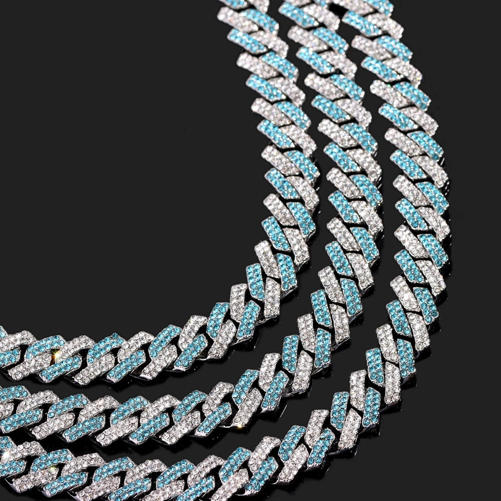 BLUE STONE CUBAN LINK NECKLACE