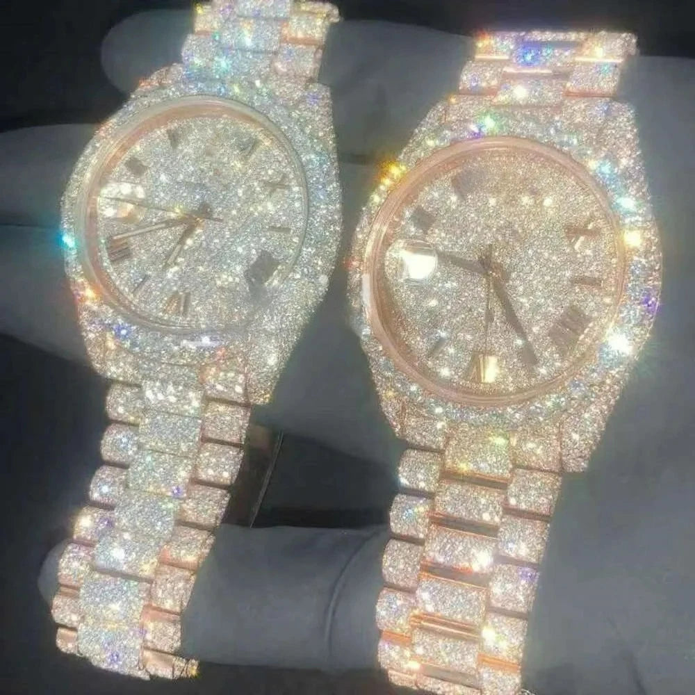 QUARTZ ICED OUT WATCH