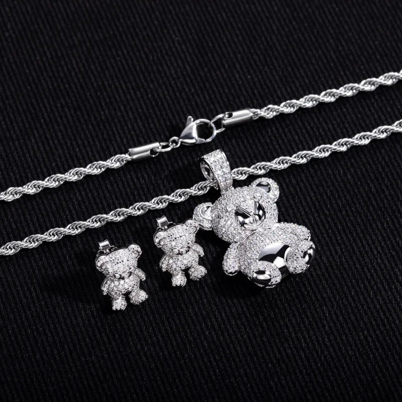 ICED BEAR EARRINGS & NECKLACES