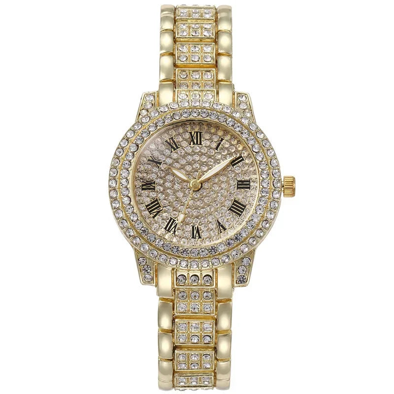 QUARTZ ICED OUT WATCH