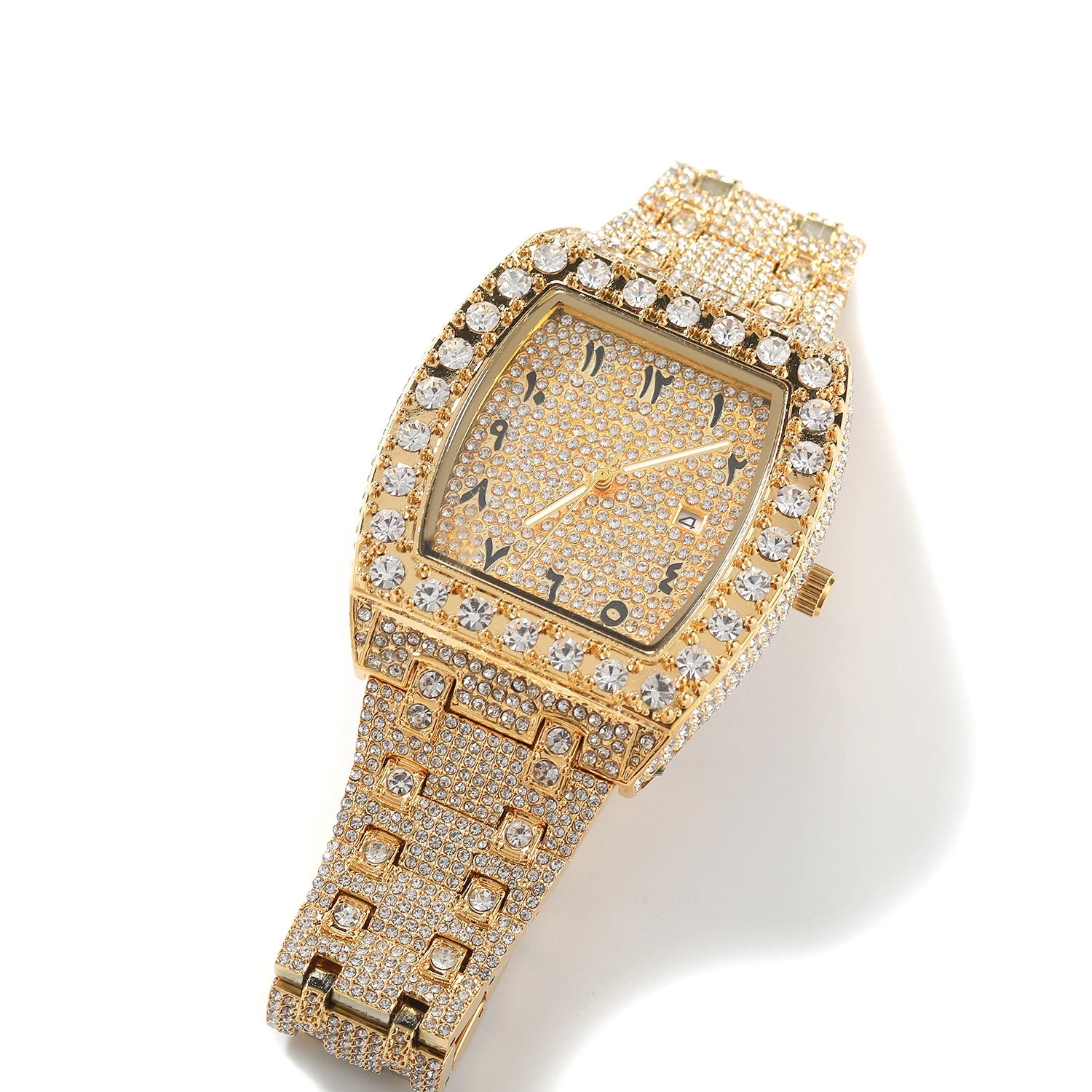 SQUARE RHINESTONE STAINLESS STEEL WATCH