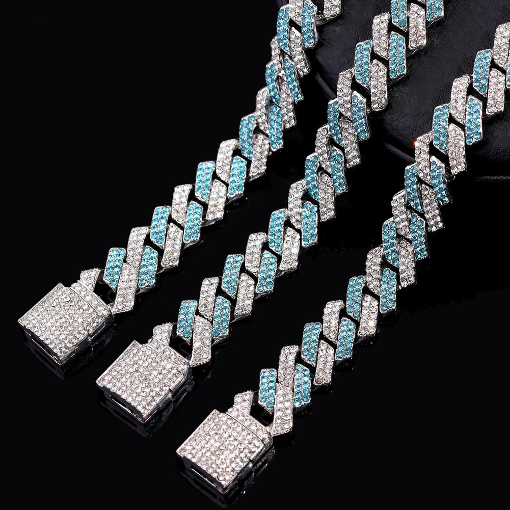 BLUE STONE CUBAN LINK NECKLACE