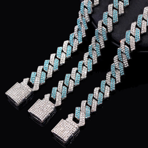 BLUE STONE CUBAN LINK NECKLACE