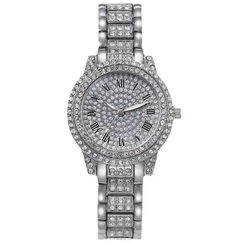 QUARTZ ICED OUT WATCH