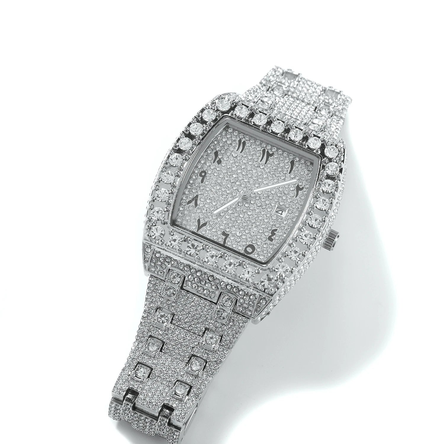SQUARE RHINESTONE STAINLESS STEEL WATCH