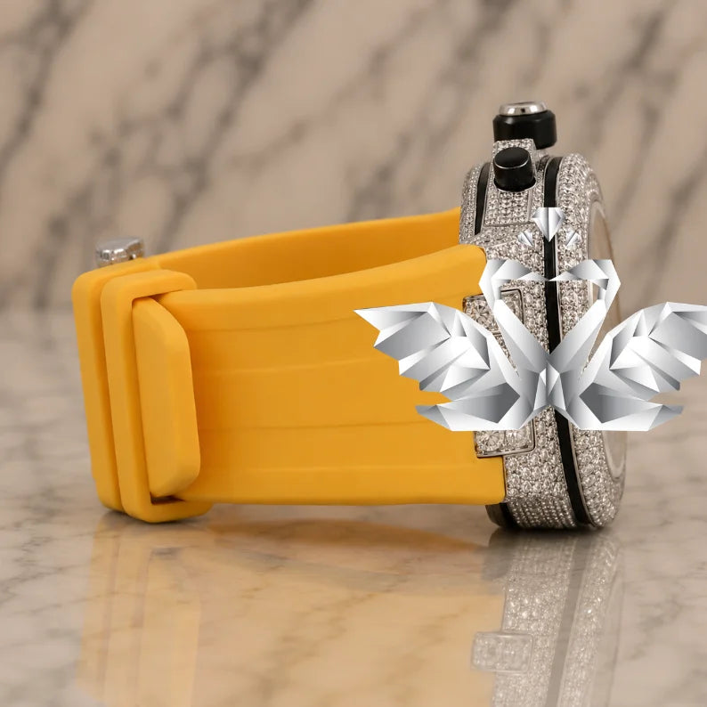 Luxury Automatic Moissanite Diamond Watch Men Full VVS Stone Stainless Steel Watch