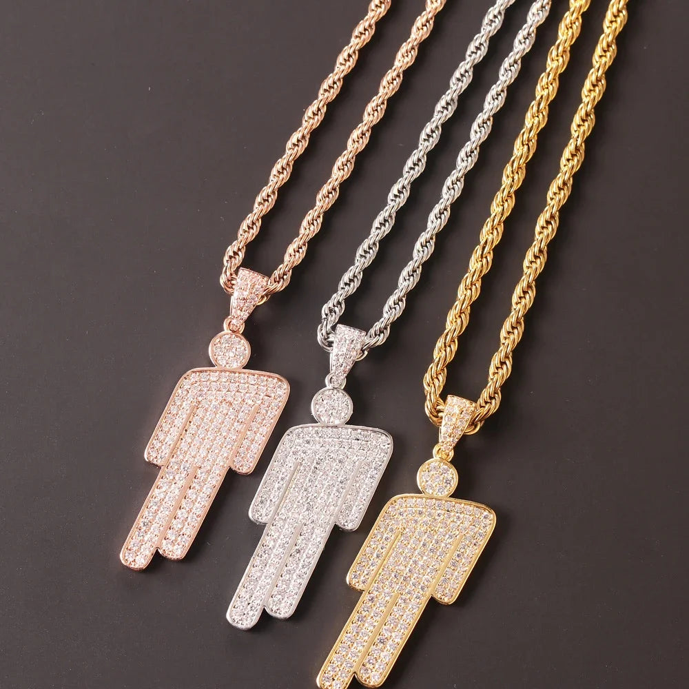 PERSON HIP HOP PENDANT NECKLACE