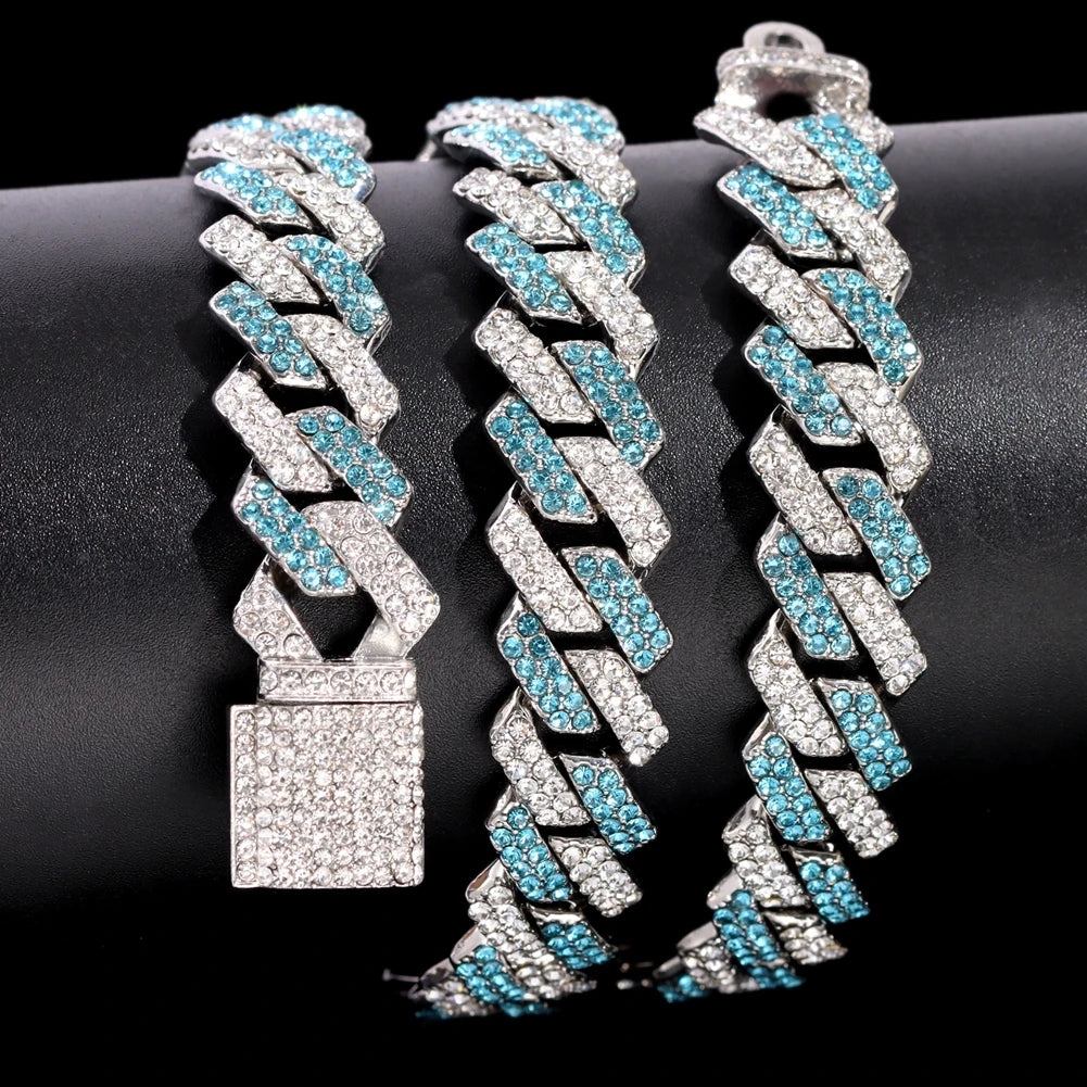 BLUE STONE CUBAN LINK NECKLACE