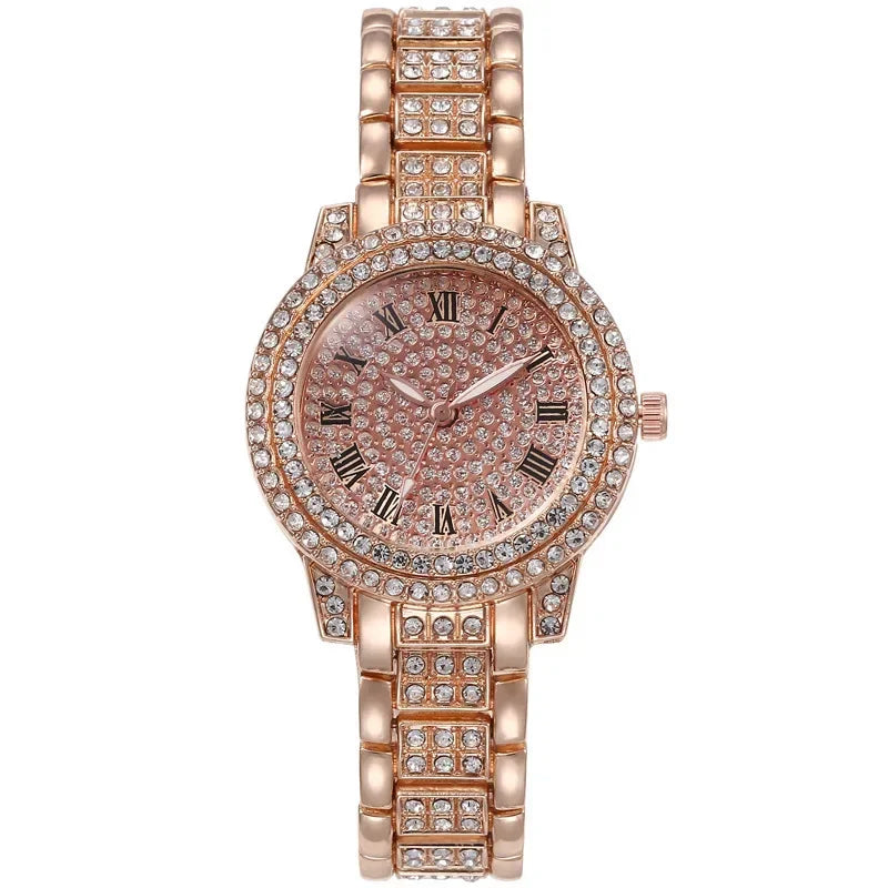 QUARTZ ICED OUT WATCH