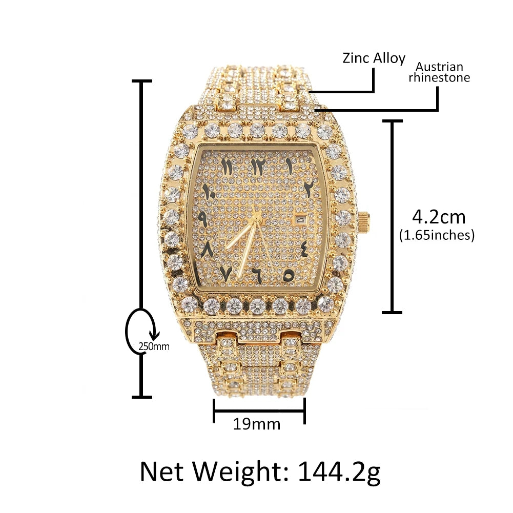 SQUARE RHINESTONE STAINLESS STEEL WATCH