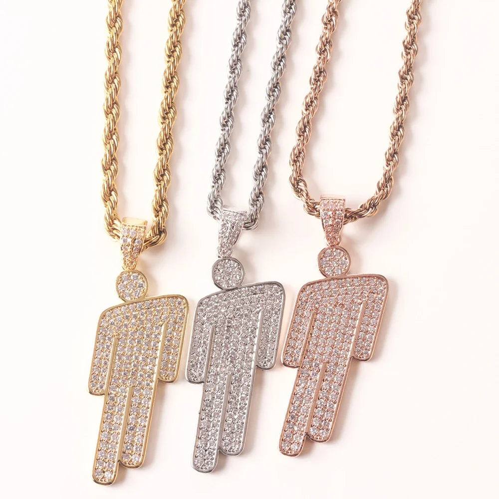 PERSON HIP HOP PENDANT NECKLACE