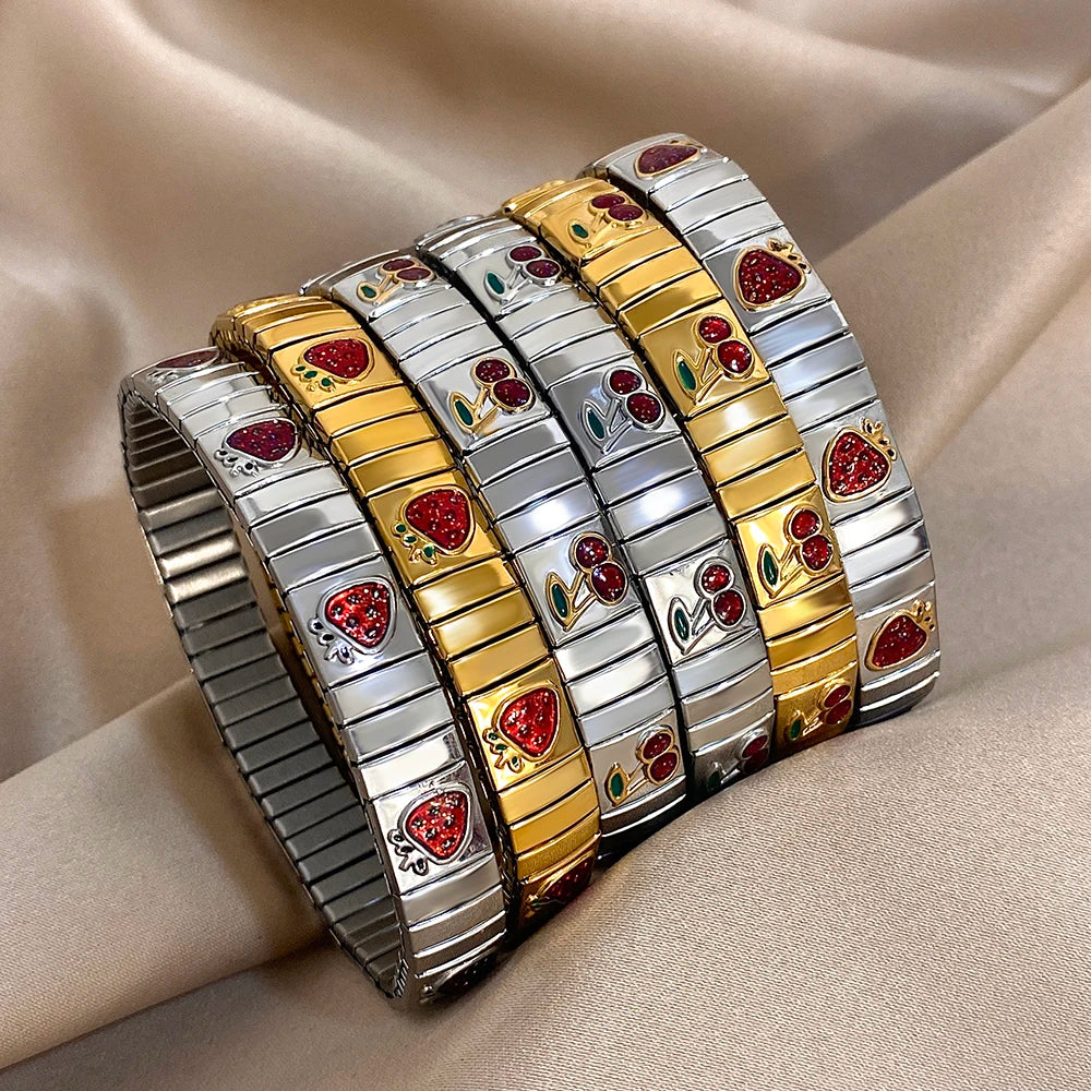 STAINLESS STEEL STRAWBERRY BANGLES